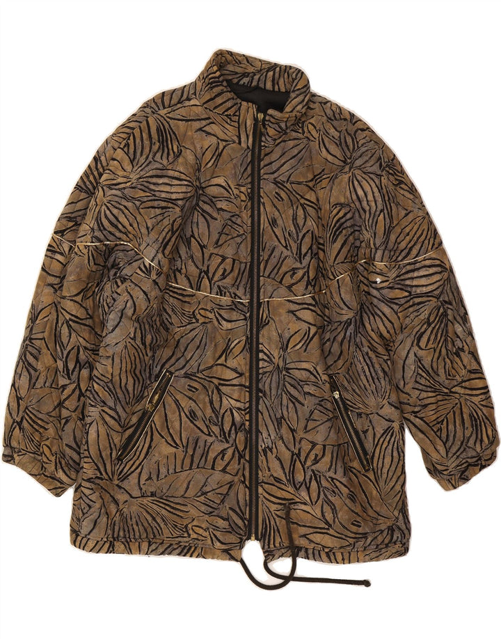 ELKONT Womens Abstract Pattern Windbreaker Jacket UK 20 2XL Brown Vintage Elkont and Second-Hand Elkont from Messina Hembry 