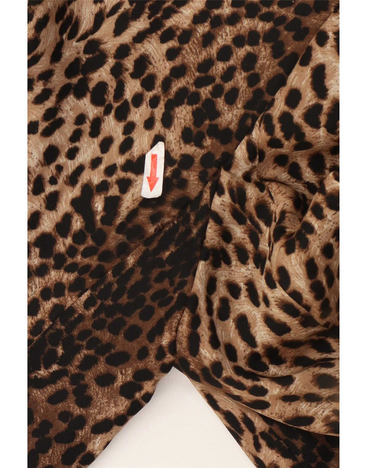 Zara Giacca blazer da donna a 1 bottone UK 14 Large Marrone con stampa animalier in poliestere