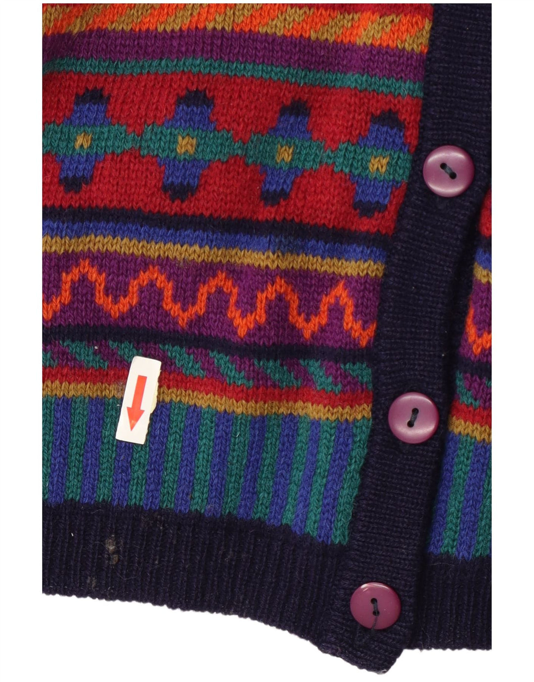 Maglione cardigan da donna Tulchan UK 14 Lana geometrica multicolore media