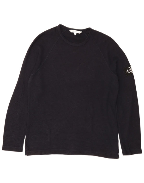 Maglione maglione girocollo da uomo Calvin Klein Jeans piccolo blu navy