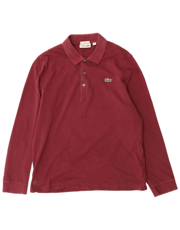 Polo da uomo slim fit a maniche lunghe Lacoste taglia 5 grande in cotone bordeaux