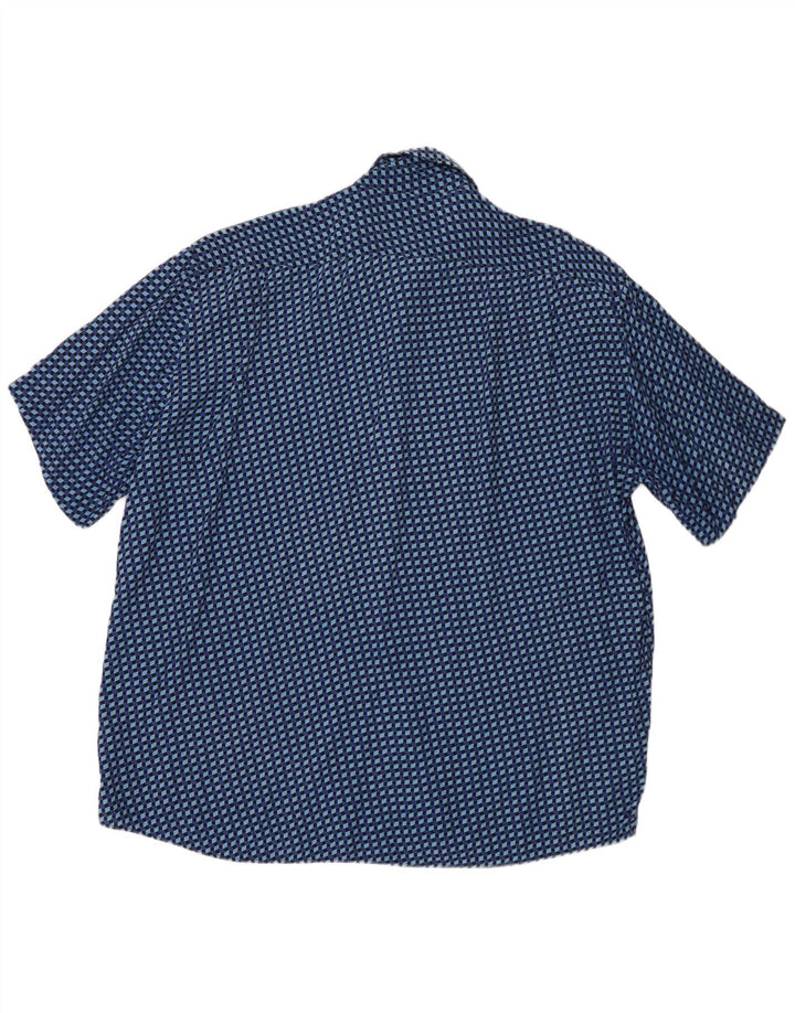 Camicia vintage da uomo a maniche corte 2XL blu geometrica