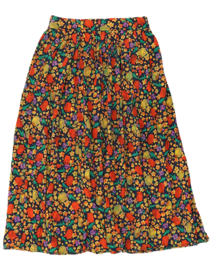 Gonna a trapezio a vita alta da donna vintage IT 44 media W25 multicolore