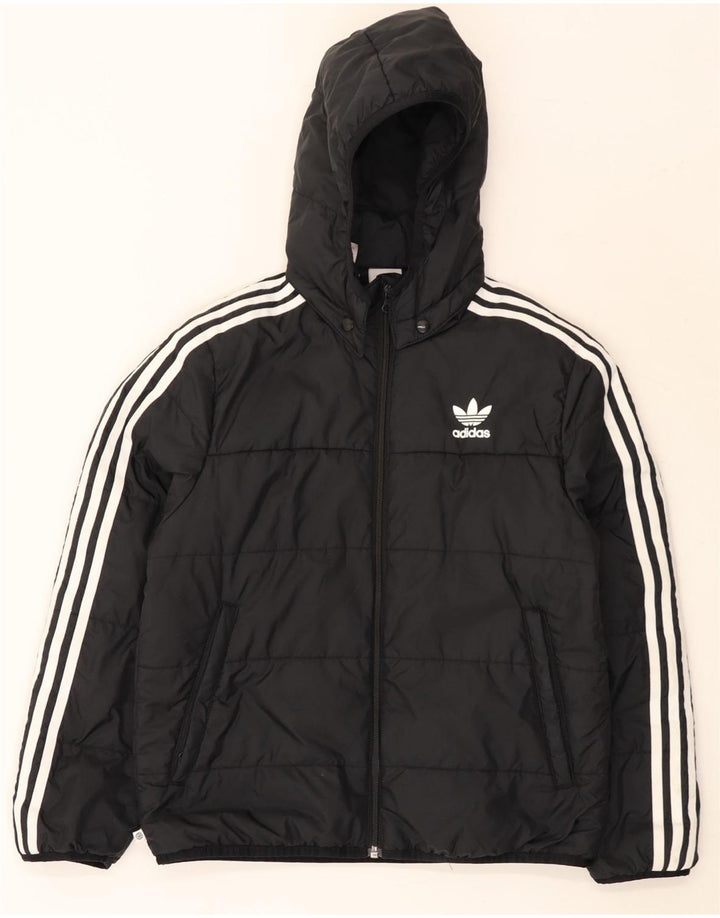 Giacca imbottita con cappuccio Adidas da ragazzo 11-12 anni in poliestere nero