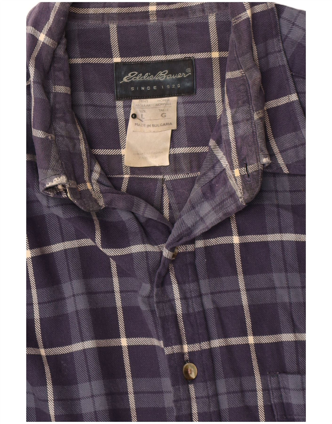 Eddie Bauer Camicia da uomo in flanella di cotone a quadri blu navy grande