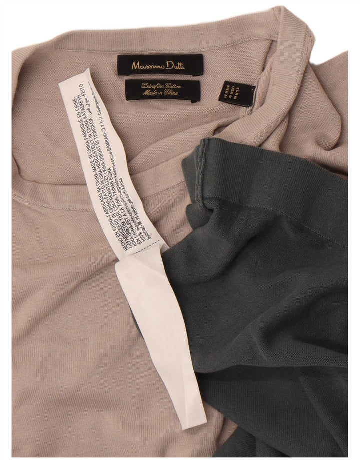 T-shirt da uomo Massimo Dutti Top in cotone color block verde medio