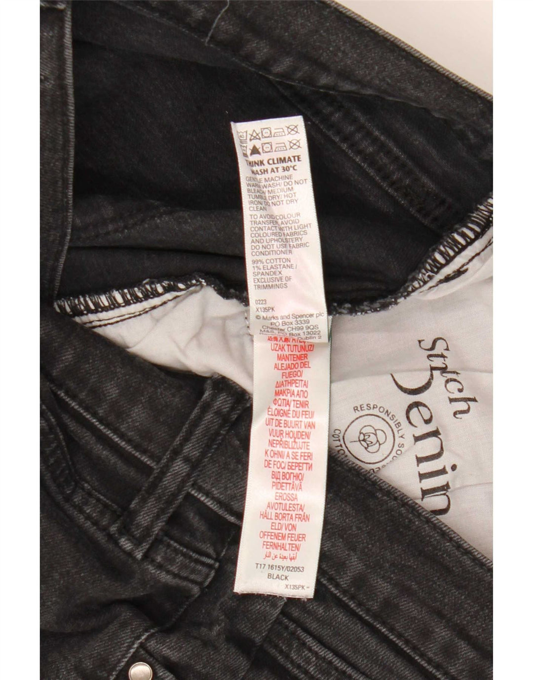 Jeans skinny da uomo Marks & Spencer W32 L29 cotone nero