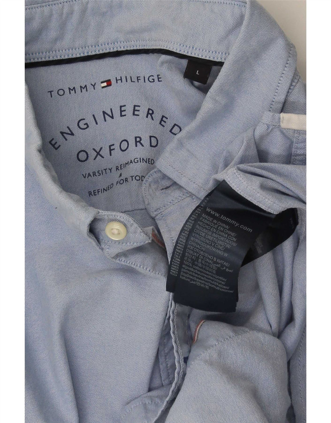 Camicia da uomo Tommy Hilfiger grande in cotone blu