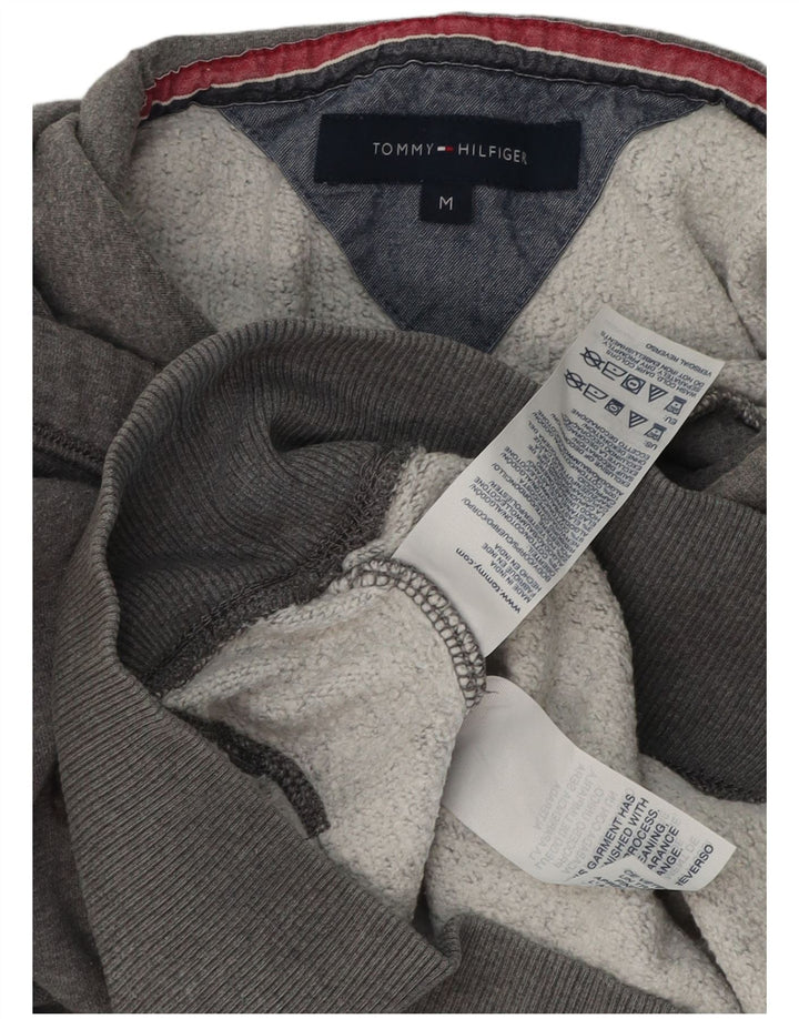 Maglione con cappuccio grafico da uomo Tommy Hilfiger in cotone grigio medio