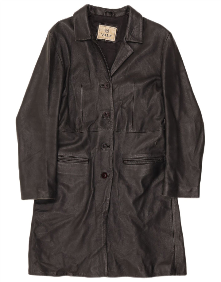 Soprabito in pelle da donna vintage UK 12 in pelle nera media