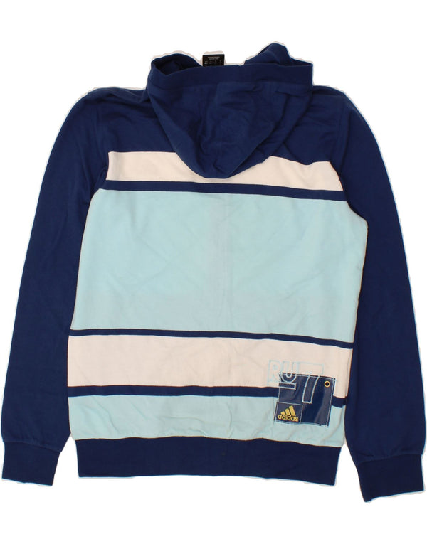 Maglione con cappuccio e zip da uomo ADIDAS piccolo in cotone color block blu navy