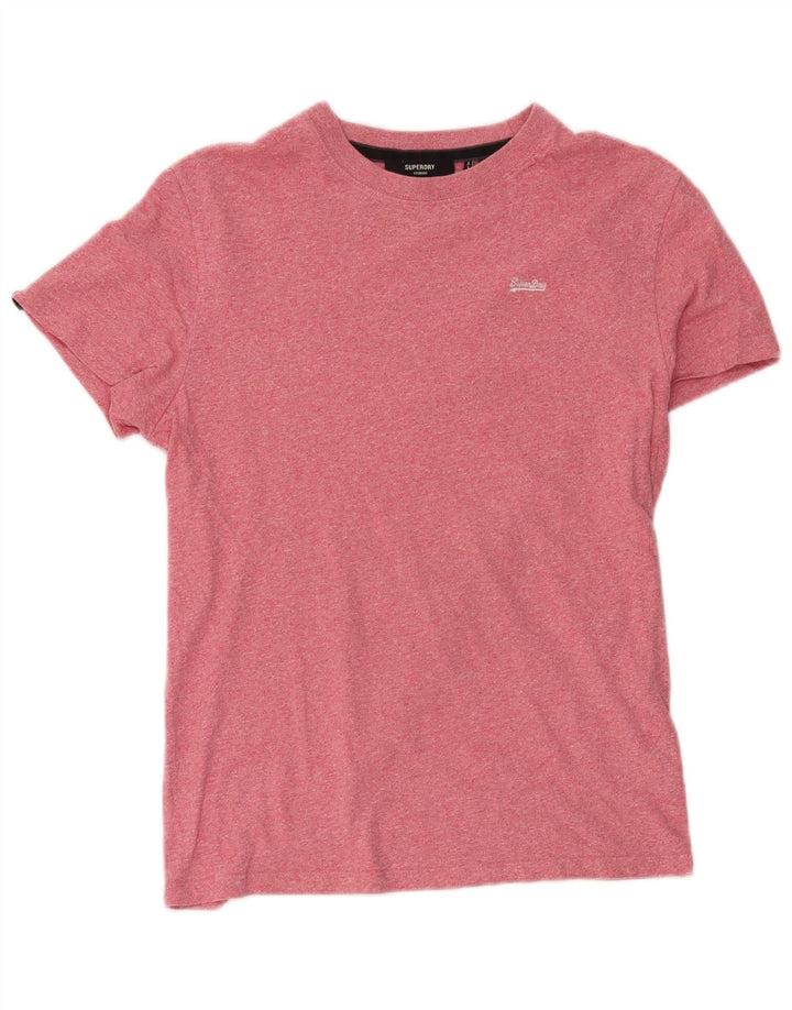 T-shirt da uomo Superdry Top in cotone chiazzato rosa medio