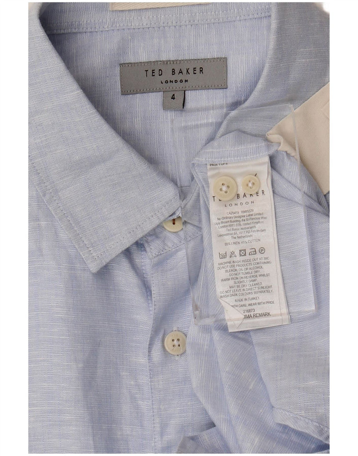 Camicia da uomo Ted Baker taglia 4 grande lino screziato blu