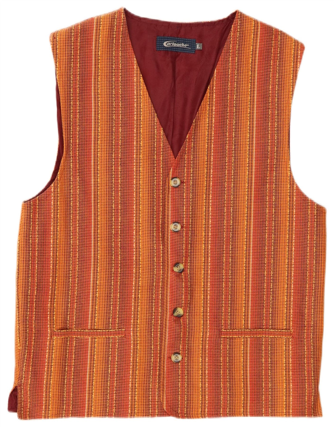 CARTOUCHE Gilet Uomo Large in Lana a Righe Arancio