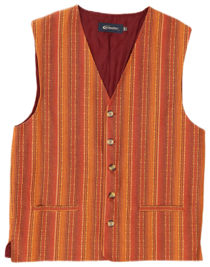 CARTOUCHE Gilet Uomo Large in Lana a Righe Arancio
