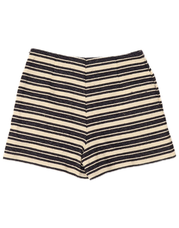 Pantaloni caldi da donna a vita alta Whistles UK 10 piccoli W30 a righe beige