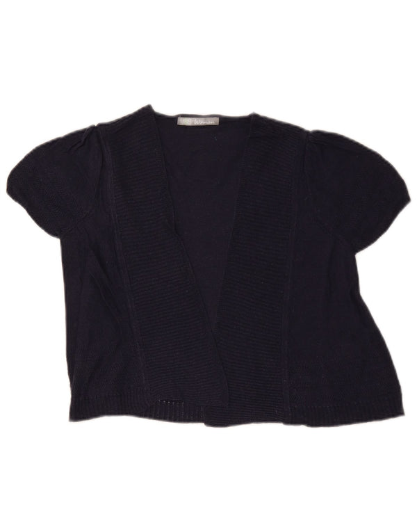 Top cardigan a maniche corte da donna Marks & Spencer UK 10 piccolo blu navy