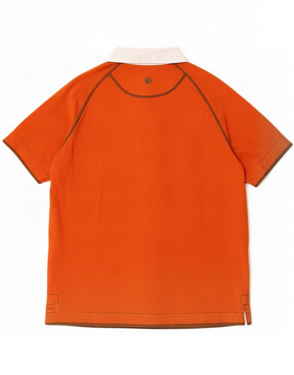 Polo da rugby con grafica da uomo Fat Face Large in cotone color block arancione