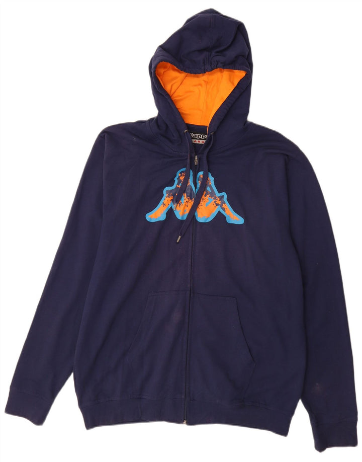 Maglione con cappuccio e zip grafica da uomo KAPPA grande in cotone blu navy
