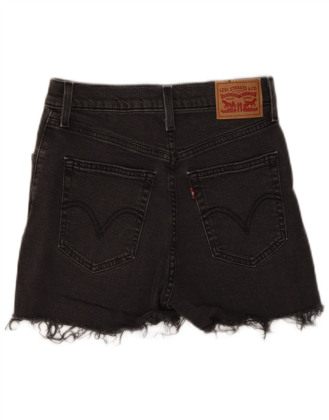 LEVI'S Womens High Waist Distressed Denim Shorts  W26 Small Grey Cotton