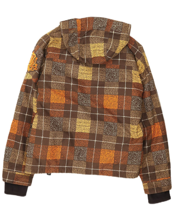 Giacca a vento con cappuccio da donna Billabong taglia 3 piccolo quadretto marrone