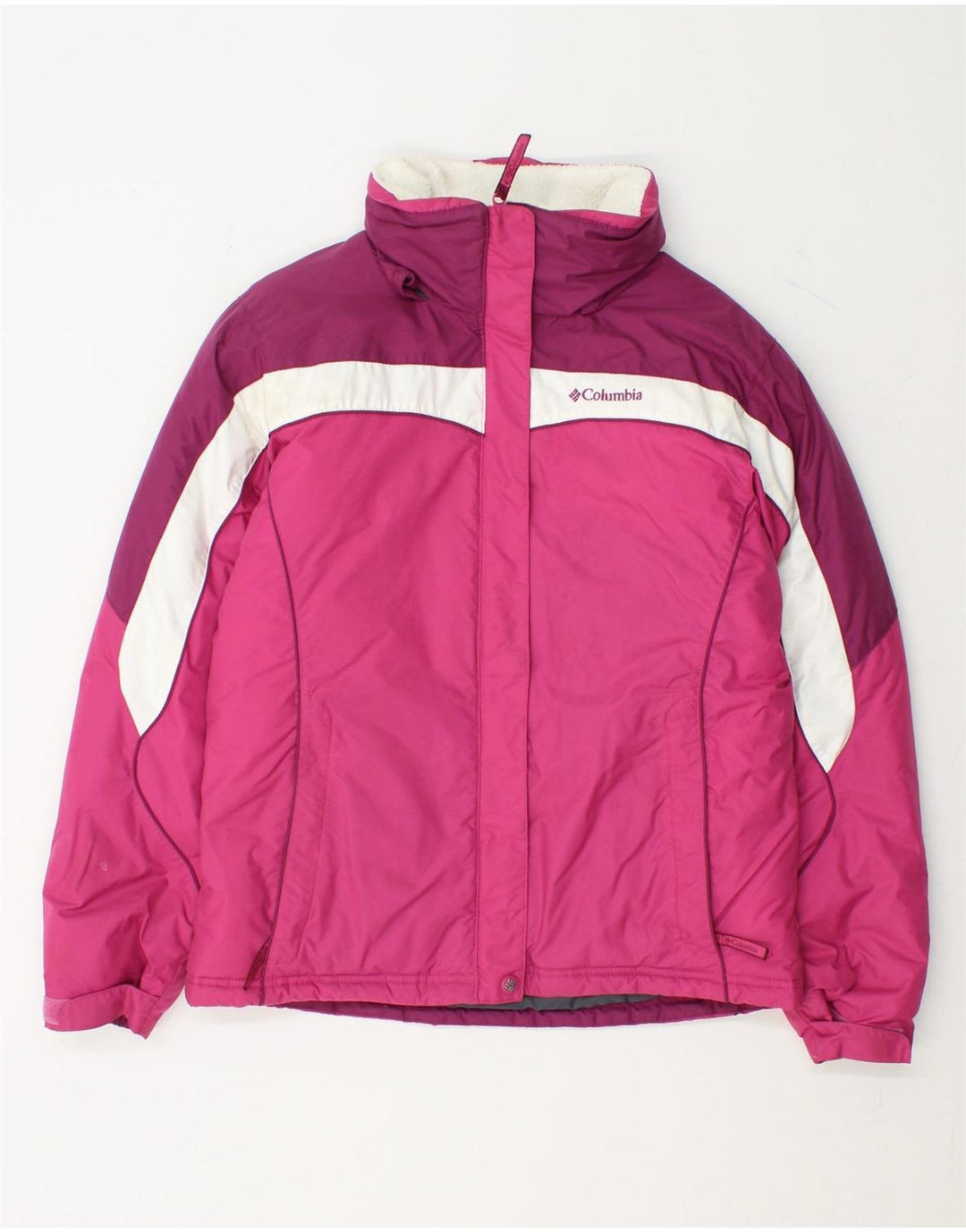 COLUMBIA Girls Padded Jacket 14-15 Years XL Pink Colourblock Polyester Vintage Columbia and Second-Hand Columbia from Messina Hembry 