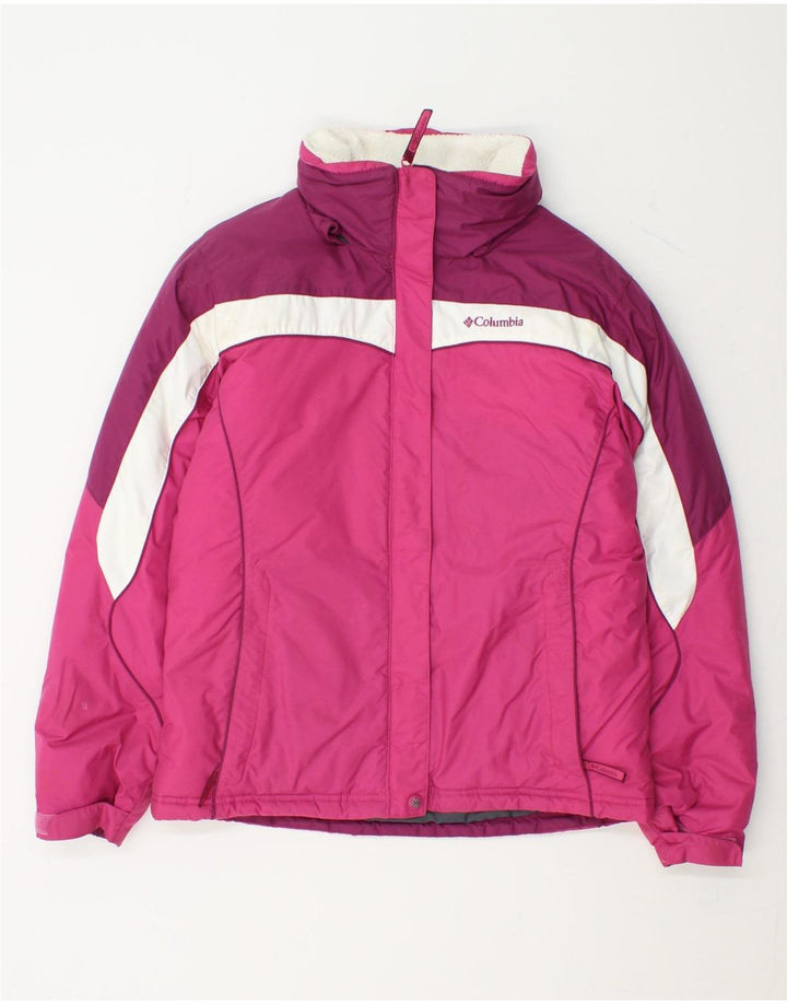 COLUMBIA Girls Padded Jacket 14-15 Years XL Pink Colourblock Polyester Vintage Columbia and Second-Hand Columbia from Messina Hembry 