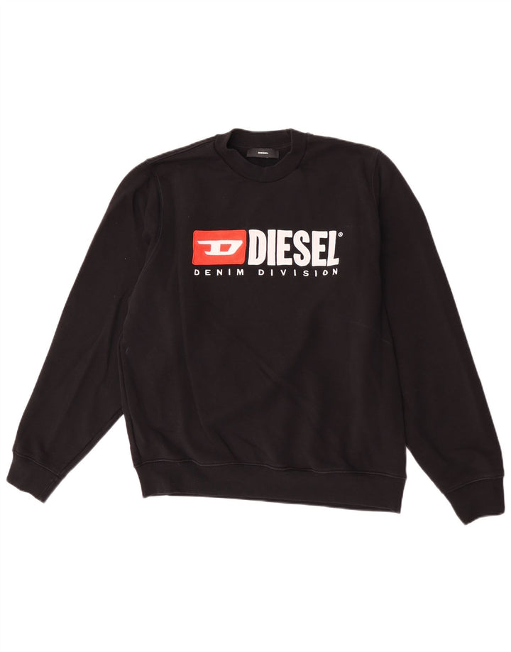 Diesel Felpa grafica da uomo Maglione piccolo cotone nero