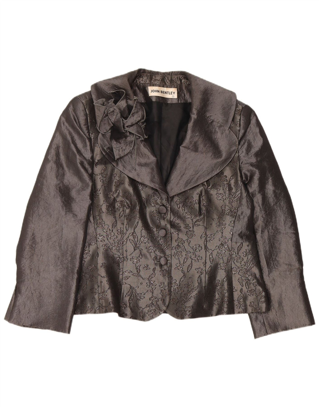 JOHN BENTLEY Cardigan da donna Top UK 14 Grande poliestere floreale grigio