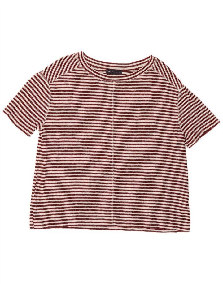 T-shirt da donna Marks & Spencer Top UK 12 Viscosa a righe rosse medie