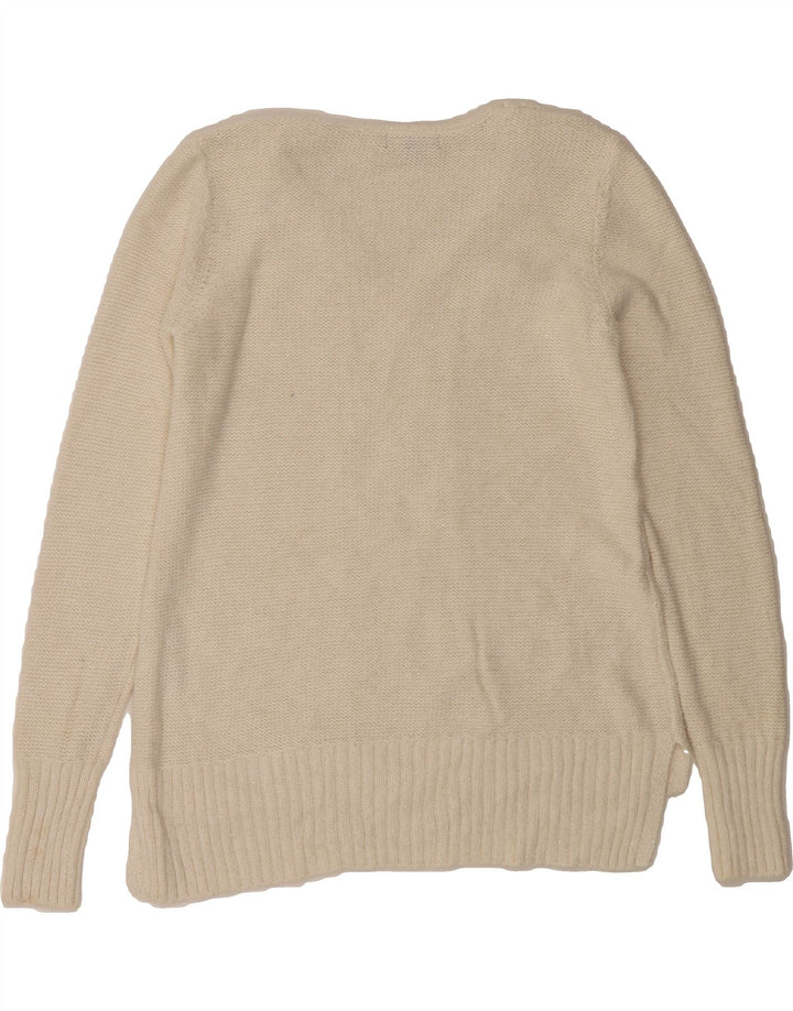 CHAPS Womens V-Neck Jumper Sweater UK 14 Medium Off White Cotton Vintage Chaps and Second-Hand Chaps from Messina Hembry 