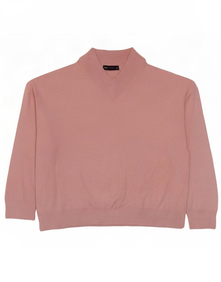 Maglione oversize con scollo a V da donna Marks & Spencer UK 14 Rosa medio