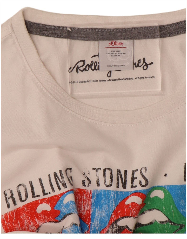 T-shirt grafica da uomo S.Oliver Rolling Stones, taglia grande, bianca