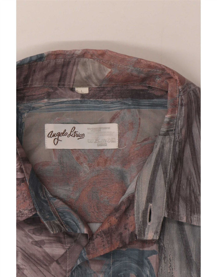 Angelo Litrico Camicia da uomo grande in poliestere patchwork multicolore