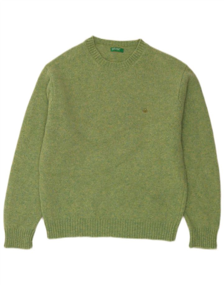 Maglione maglione girocollo da donna Benetton UK 16 Large Green Wool