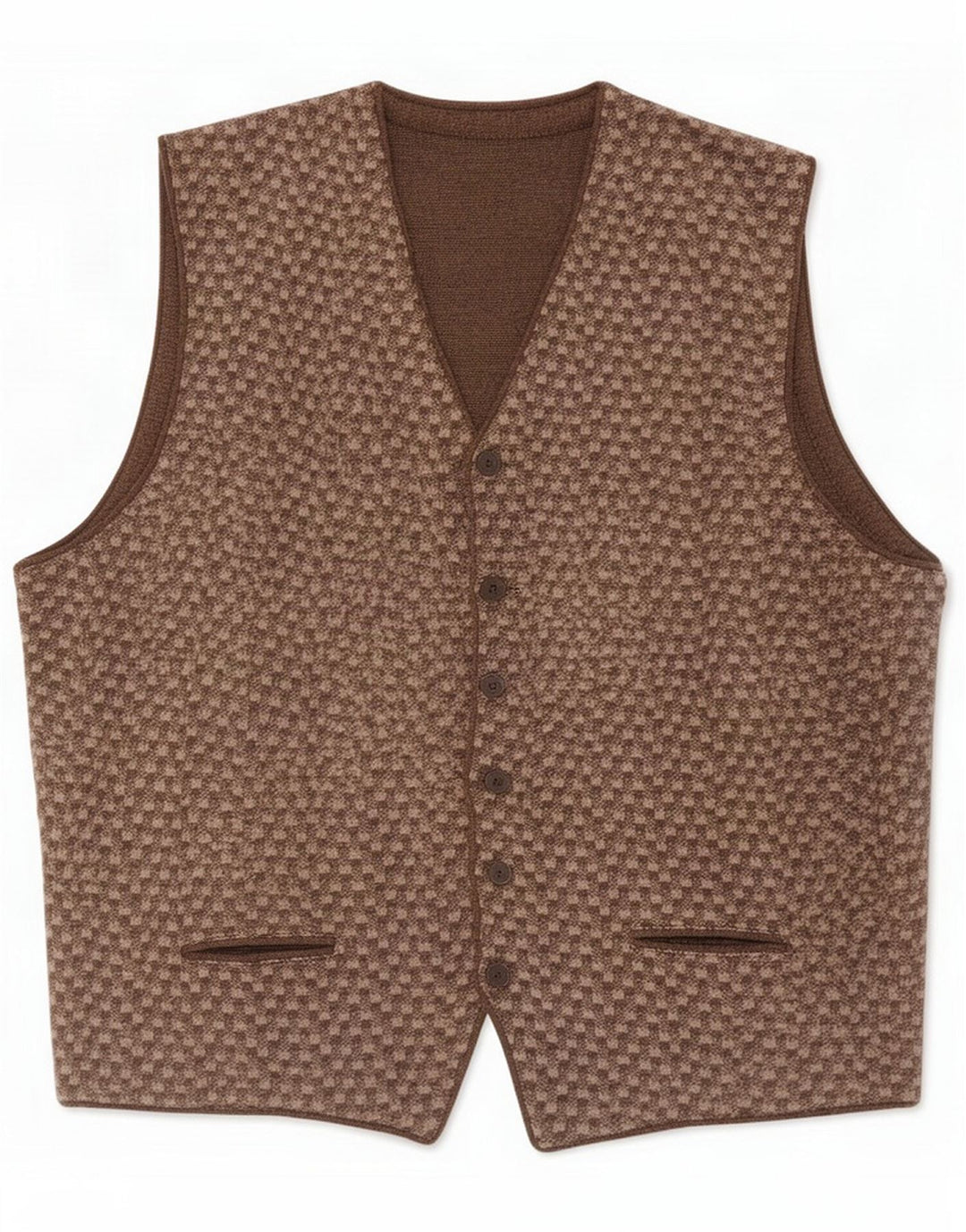 Gilet da uomo vintage marrone medio geometrico