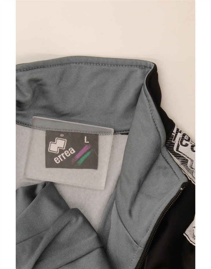 Errea Giacca da tuta grafica da uomo di grandi dimensioni in cotone color block grigio