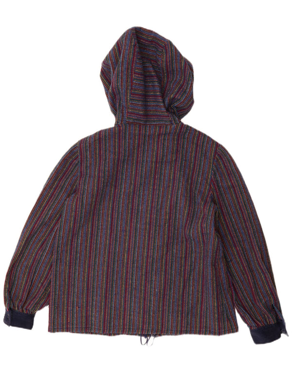 Giubbotto bomber con cappuccio da donna VINTAGE medio a righe multicolore