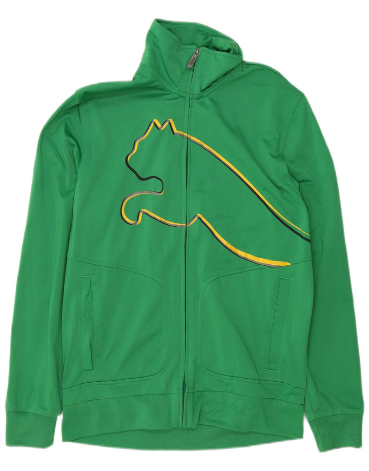 Giacca da ginnastica grafica da uomo PUMA in poliestere verde medio