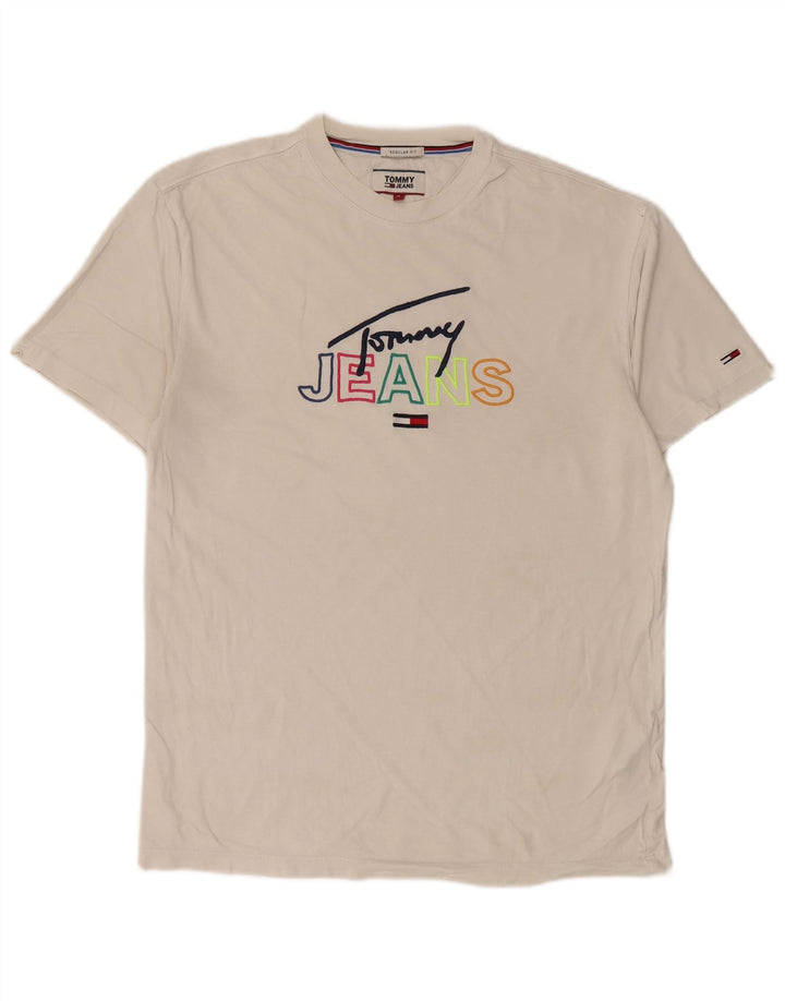 TOMMY HILFIGER Mens Regular Fit Graphic T-Shirt Top Small White Cotton