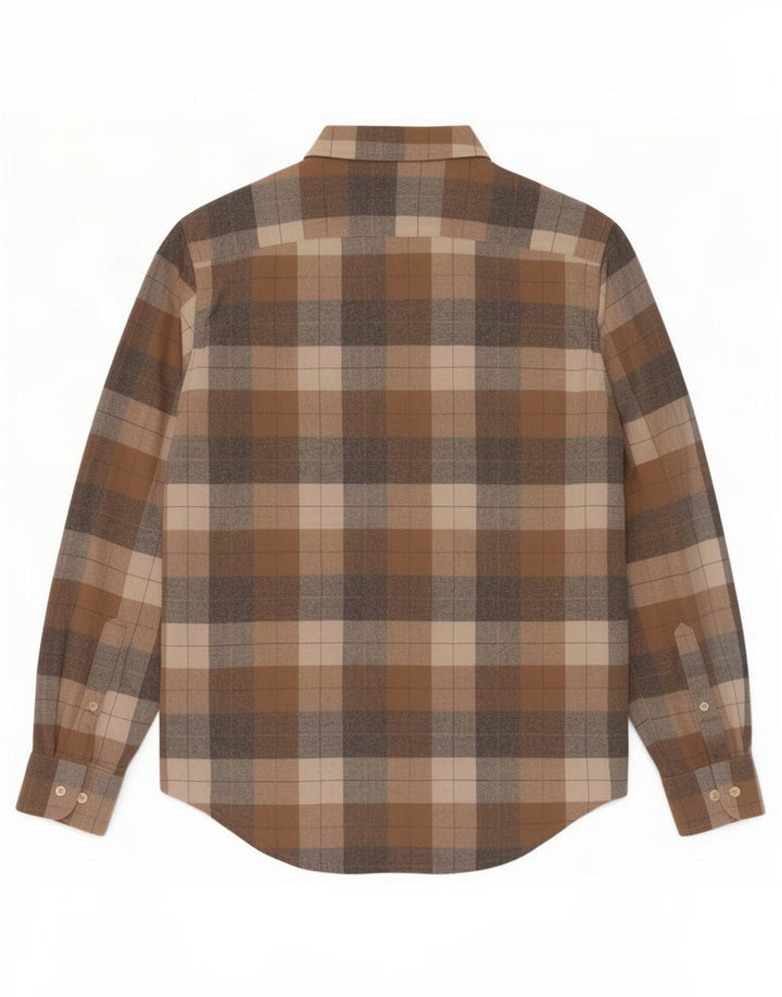 Carrera Camicia da uomo in flanella vestibilità regolare in cotone a quadri marrone medio