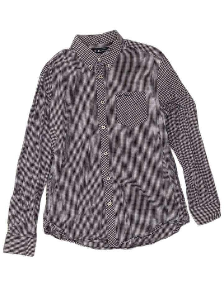 Camicia da uomo Ben Sherman grande in cotone a quadretti blu navy