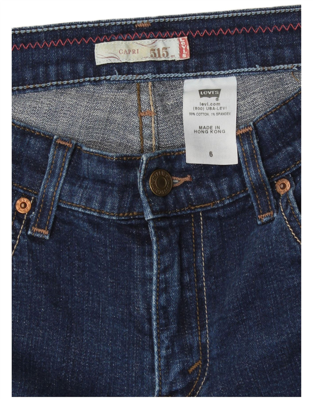 Levi's Donna 515 Capri Jeans US 6 Medio W28 L19 Cotone Blu
