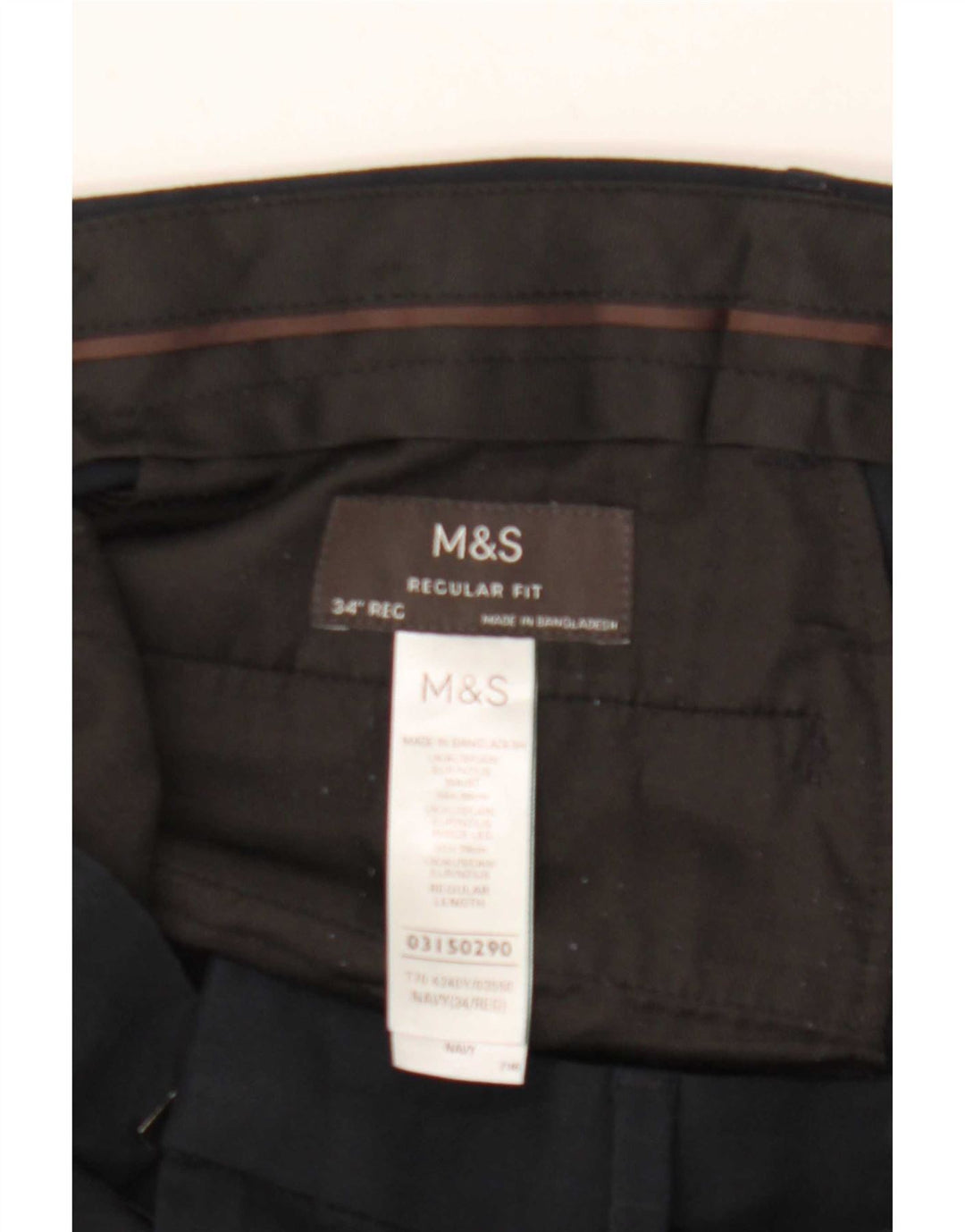 Pantaloni da abito vestibilità regolare Marks & Spencer da uomo W34 L31 poliestere blu navy