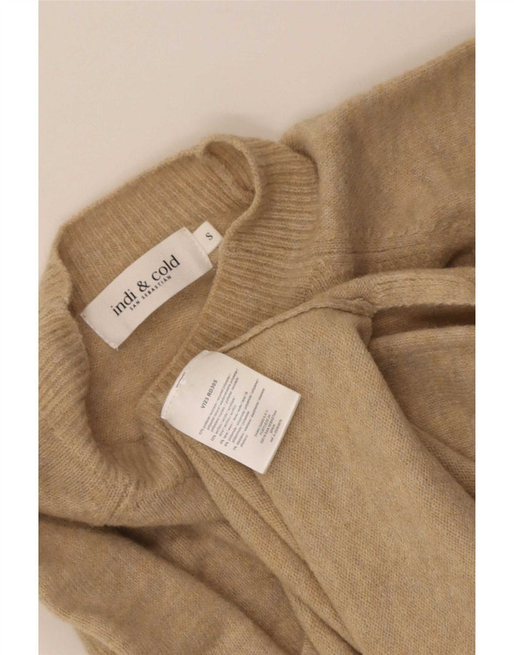 Maglione maglione oversize con collo alto da donna Indi & Cold UK 10 piccolo Beige