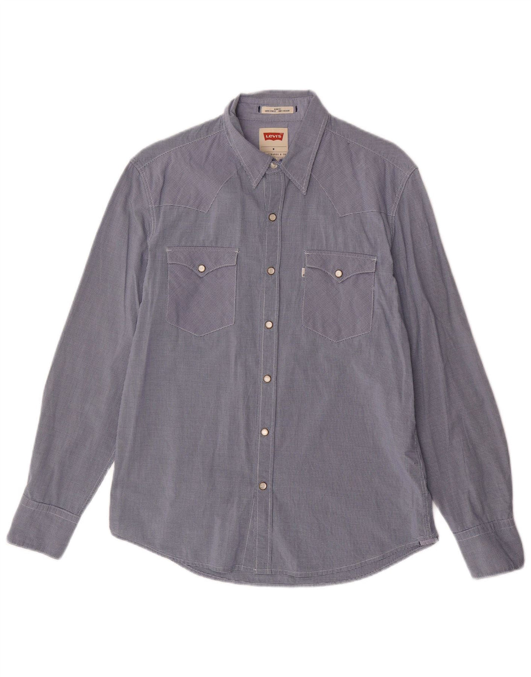 LEVI'S Mens Western Slim Fit Shirt Medium Blue Gingham Cotton