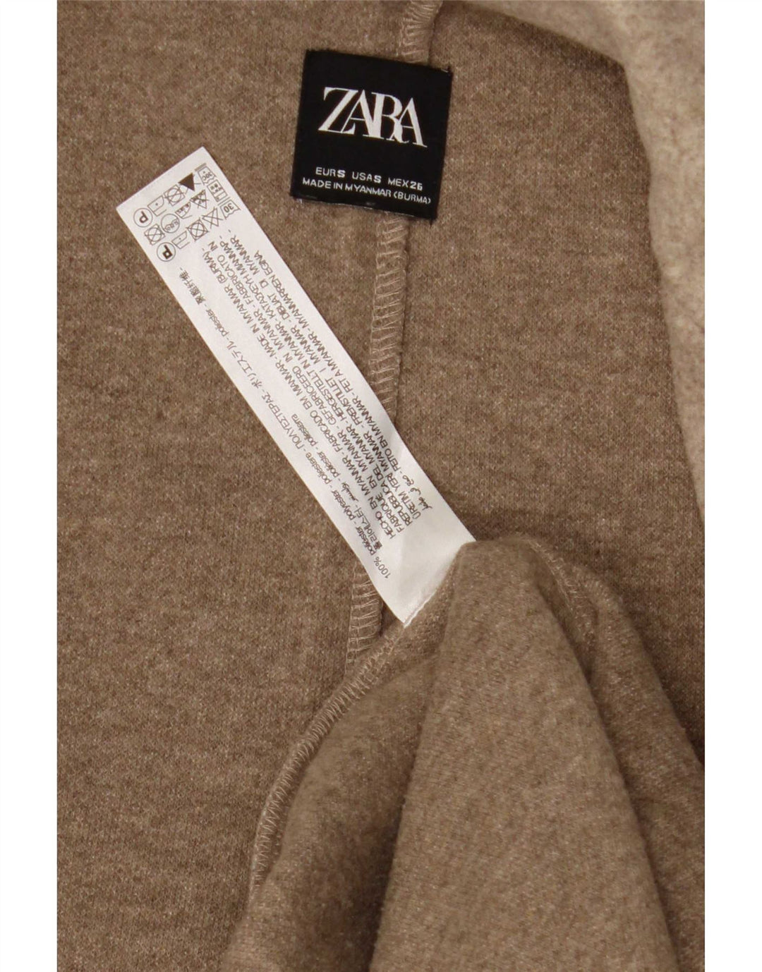 Soprabito aperto da donna Zara UK 10 piccolo poliestere beige