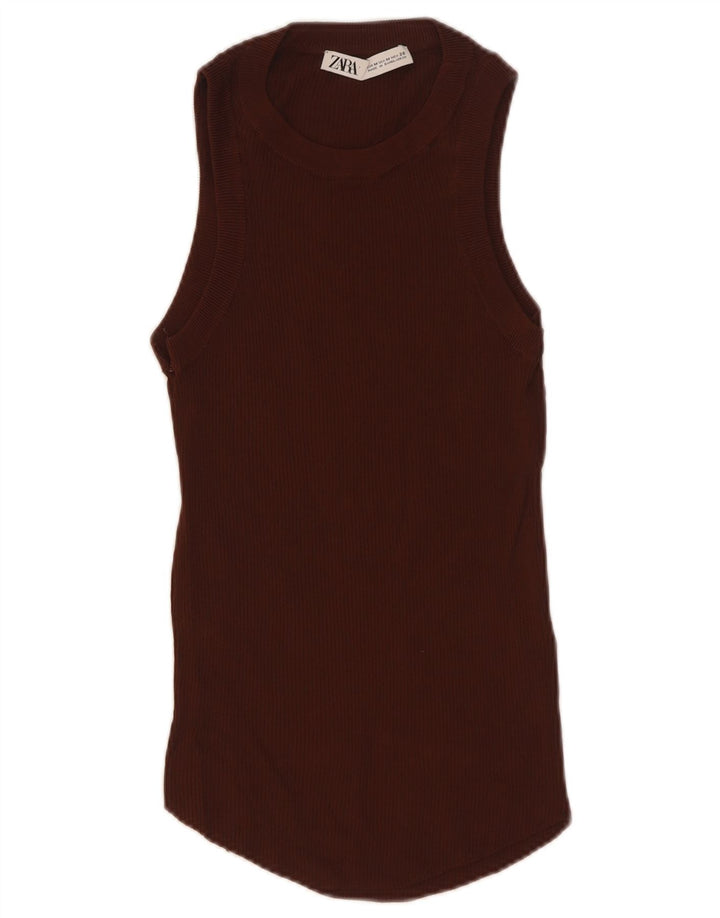 Canotta da donna Zara UK 12 in viscosa marrone medio