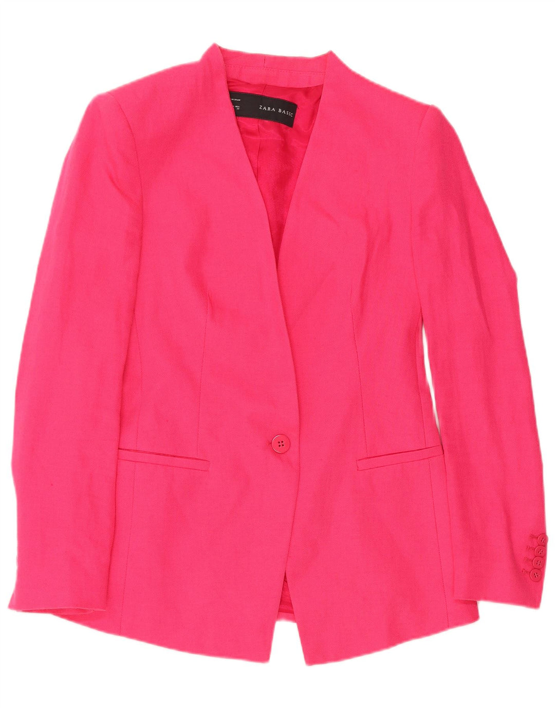 ZARA Womens 1 Button Blazer Jacket UK 12 Medium Pink