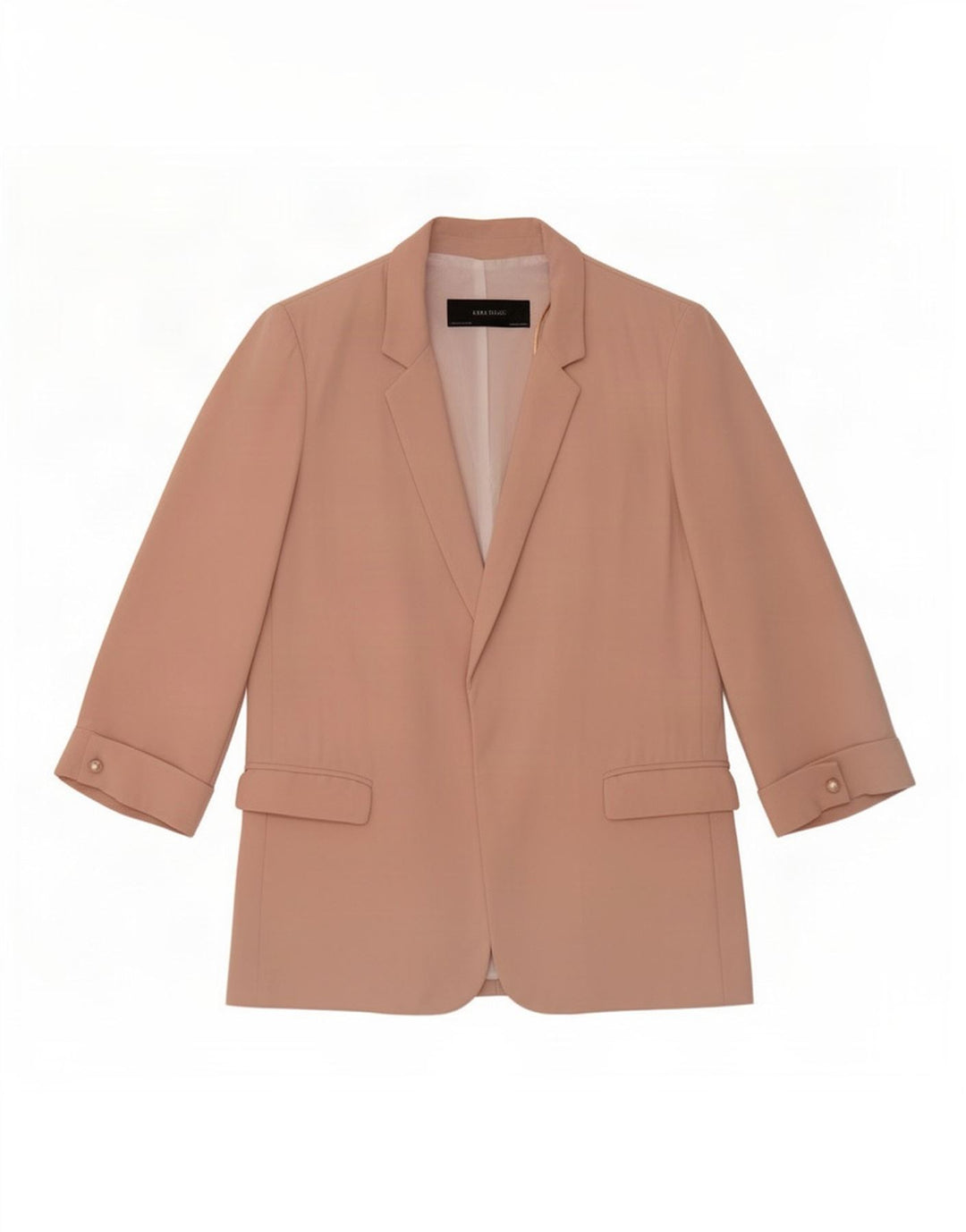 Giacca blazer aperta da donna con maniche a 3/4 Zara UK 14 Poliestere rosa medio
